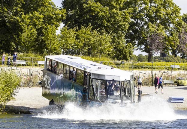 Ride an amphibious bus in Stockholm